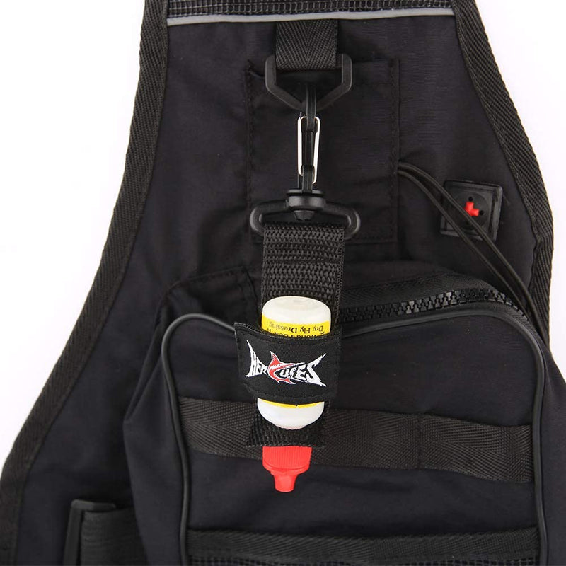 HERCULES Dry Fly Fishing Floatant Caddy Holder, Floatant Bottle Holder, Attach to Fishing Vest, Pack, Jacket, Waders, Sling and Lanyard Black - 1pc - BeesActive Australia