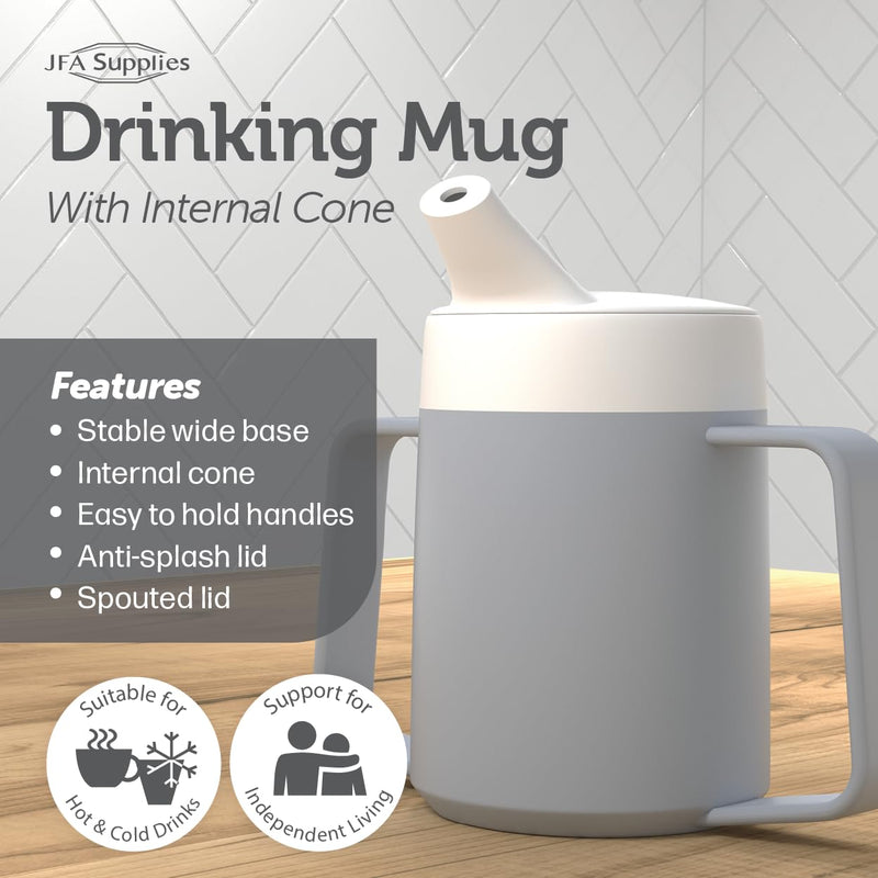 JFA Supplies 2 Handles 165ml Grey Adult Drinking Mug/Drinking Cup/Sippy Cup/Non Spill Cup - BeesActive Australia