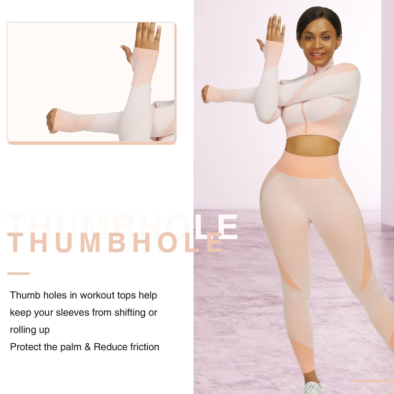 Workout Sets for Women 2 Piece - Seamless Textured High Waist Leggings and Crop Top Gym Sets 2 Piece-pink Medium - BeesActive Australia