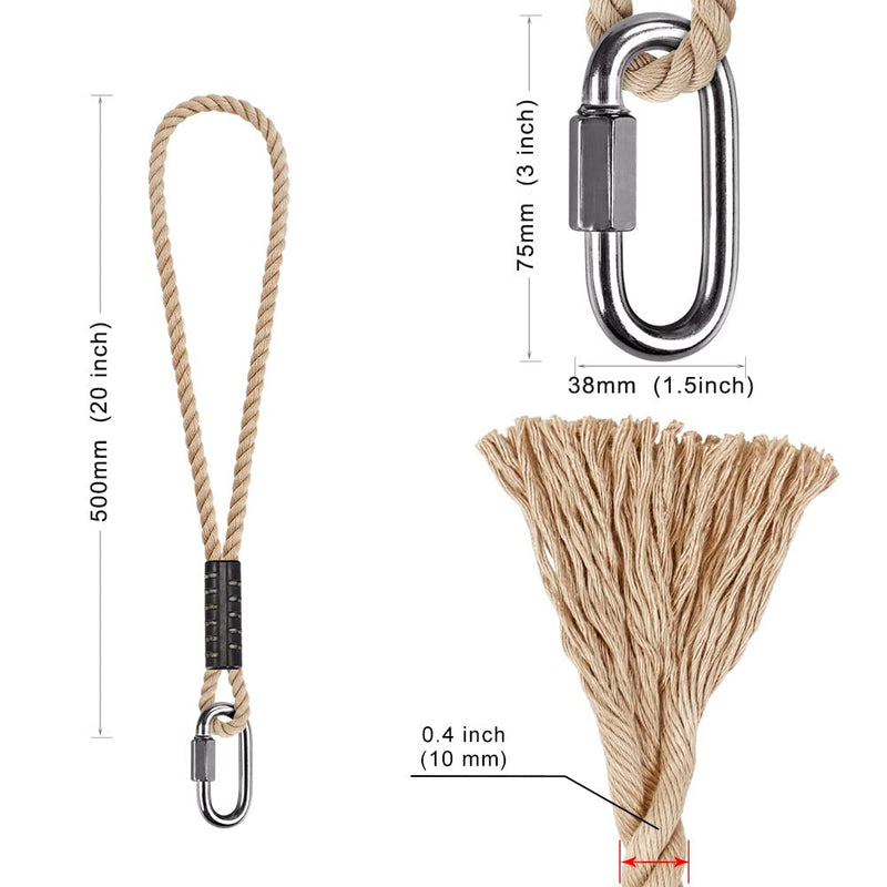 BeneLabel Poseidon Series Sewn Prusik Loops Ropes, Safety, 19", Diameter 2/5", 2 Pack, Beige off-white - BeesActive Australia