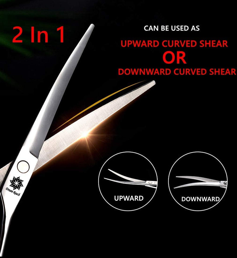 Dream Reach Dog Grooming Scissors - 7'' Professional Pet Cat Hair Scissors Set - Best Cutting & Curved & Thinning Shear Scissors & Grooming Comb Kit for Small Large Dogs Cats Pets - BeesActive Australia