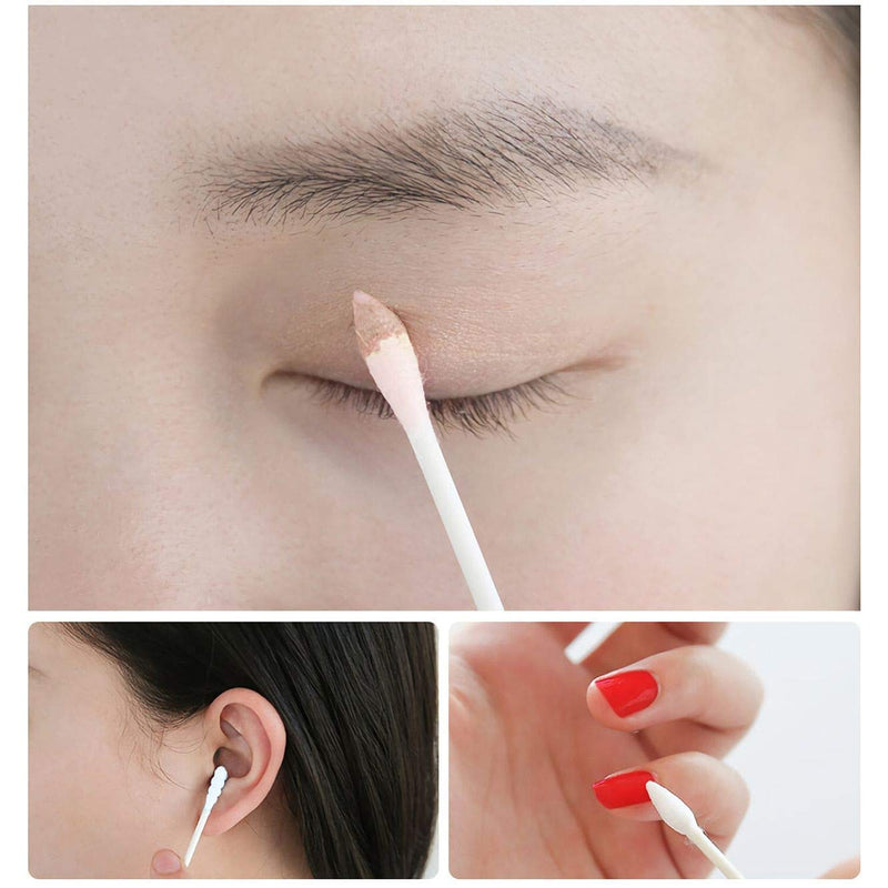 800pcs Cotton Swabs, Double Tipped Cotton Buds with Paper Stick, 4 Packs of 200 Pieces, Spiral +Pointed Shape 200 Count (Pack of 4) - BeesActive Australia