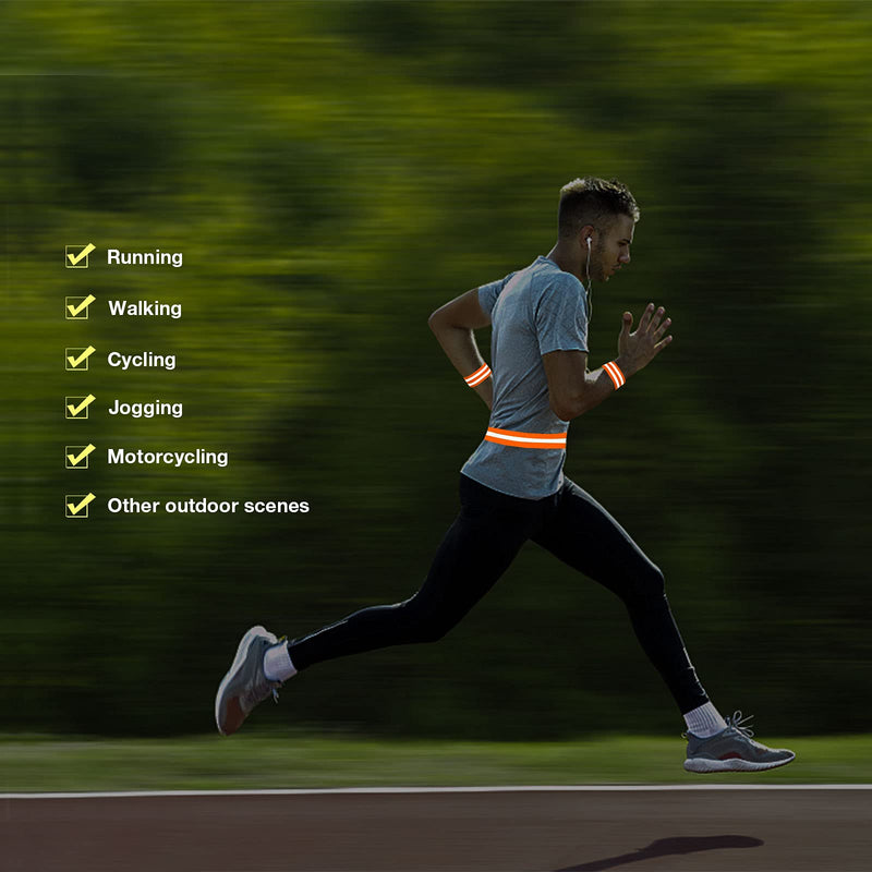 TCCFCCT Safety Reflective Vest, High Visibility Running Vest for Men Women, Safety Gear for Cycling Orange belt set - BeesActive Australia