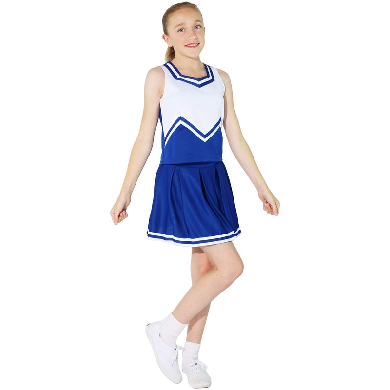 [AUSTRALIA] - Danzcue Child Knit Pleat Cheerlearding Uniform Skirt, Royal-White, Medium 