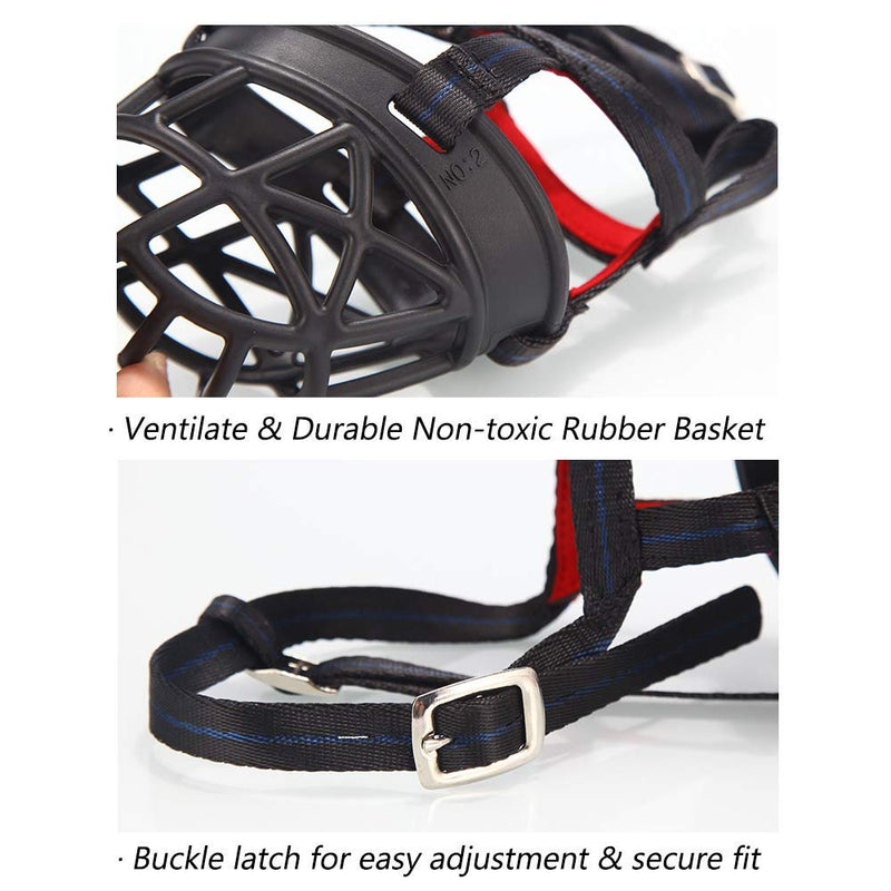 Mayerzon Dog Muzzle, Basket Breathable Silicone Dog Muzzle for Anti-Barking and Anti-Chewing Size2-9/3.2in Black - BeesActive Australia