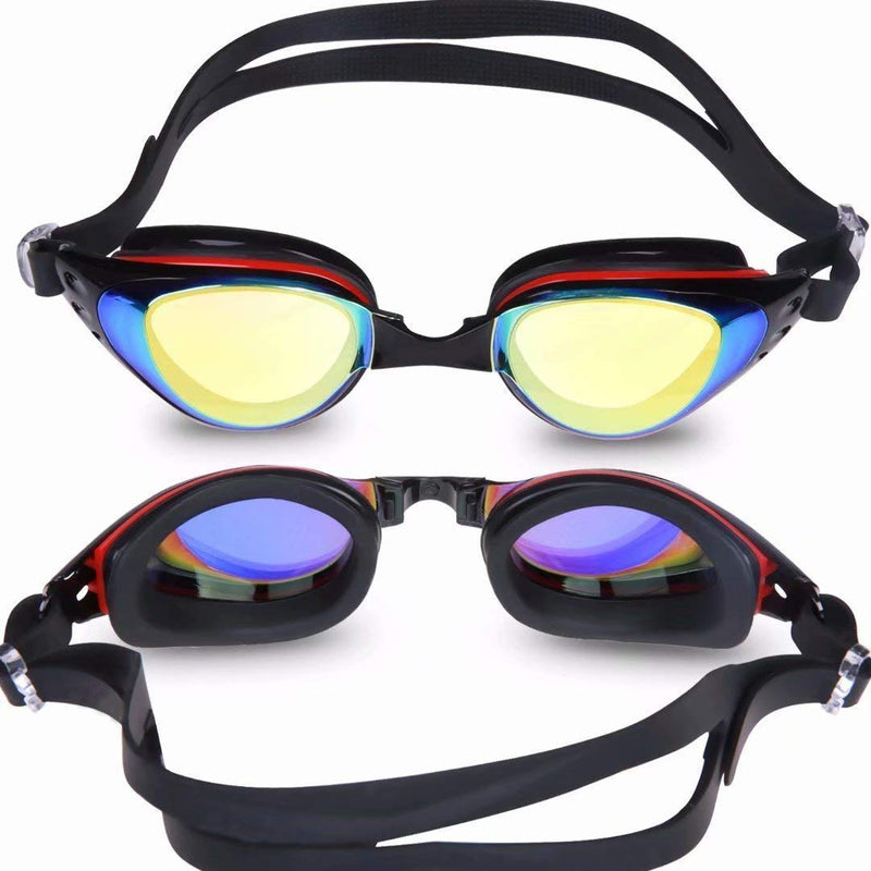 [AUSTRALIA] - AIKOTOO Swim Goggles,Shortsighted Swimming Goggles Myopic with Prescription Lenses Anti Fog Nose Clip Ear Plugs for Women Kids Men, Swimming Goggles… Mirrored Coating BLACK 19 -3.5 