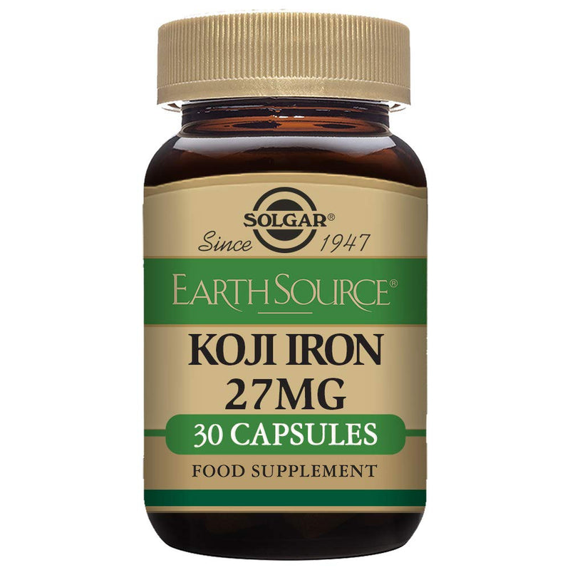 Solgar Earth Source Food Fermented Koji Iron 27 mg - Pack of 30 - Highly Absorbable - Supports a Plant-Based Lifestyle - Vegan and Gluten Free - BeesActive Australia
