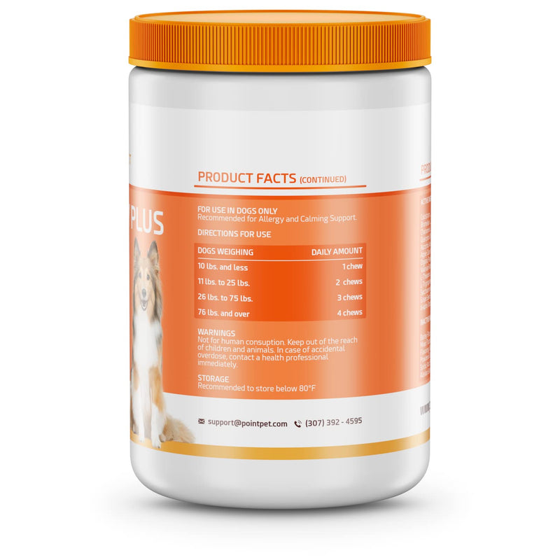 POINTPET Allergy Plus Calming Formula for Dogs - Allergy Relief, Anti Itch + Calming and Relaxation Effect 120 Smoked Salmon Soft Chews - 13 in 1 Premium Formula with Colostrum, Bromelain & Chamomile - BeesActive Australia