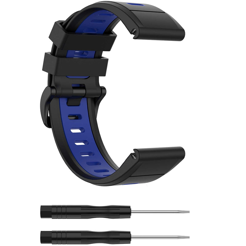 Compatible with Garmin Fenix 6X Sapphire Bands for Women Men, 26mm Quickfit Silicone Replacement Bands Straps Accessory Wrist Bands Fit for Garmin Fenix 5X Plus, Fenix 6X Pro, Fenix 3 Blue - BeesActive Australia