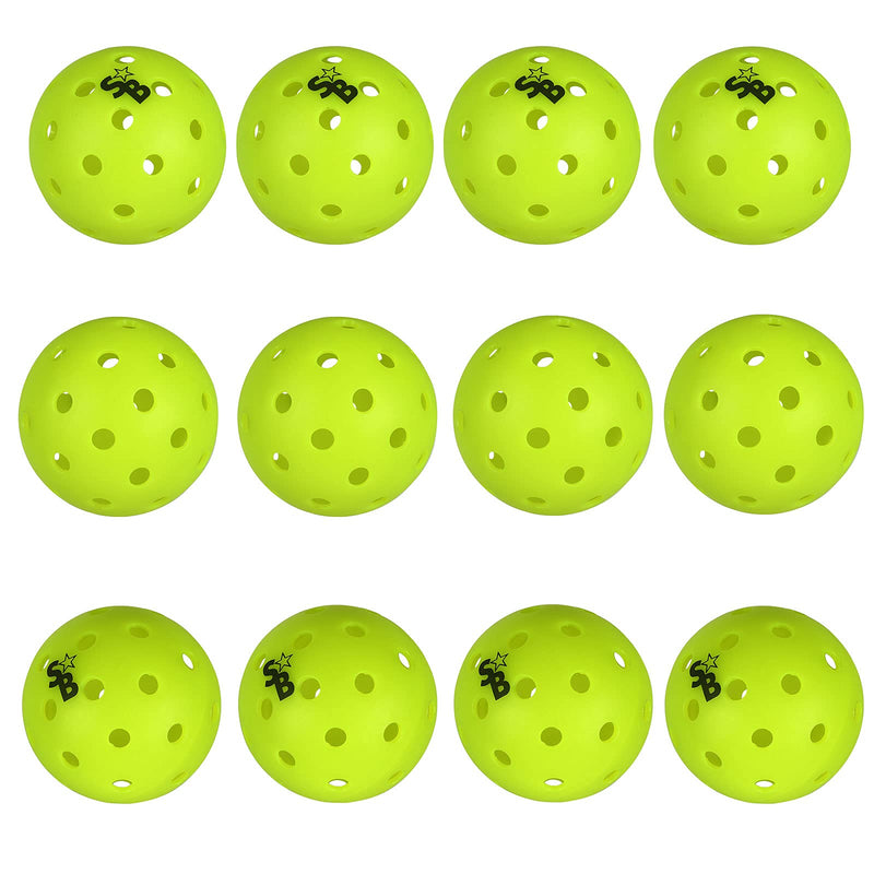 Pickle Balls 12 Pack | Pickleball Balls Outdoor | Pickle Balls | Supra-40 Outdoor Pickleball | Pending Approved for Tournament Play | Neon Yellow | Hard Bounce - BeesActive Australia