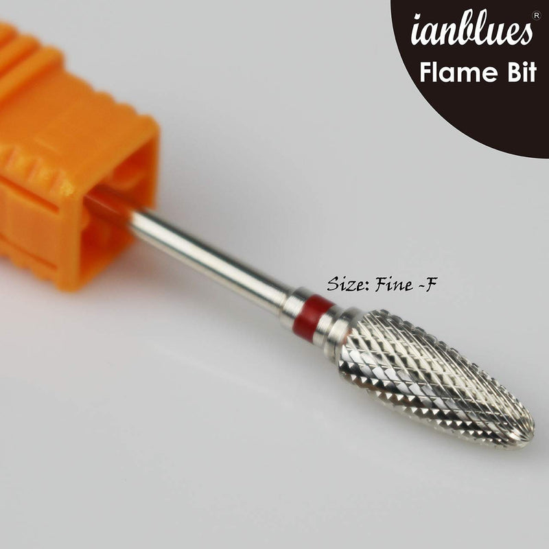 ianblues Nail Drill, Flame Bit, Professional Drill Bit to Quick Remove Nail Gels, Acrylic Gels, Dip Powder (Fine -F, Silver) Fine -F - BeesActive Australia