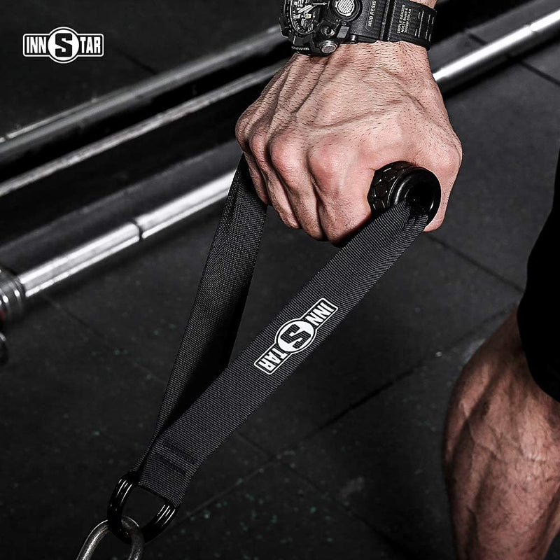 INNSTAR Upgraded Heavy Duty Exercise Handles, Cable Machine Attachments Resistance Bands Handles with Solid ABS Core Grips Fitness Strap Stirrup Handle Cable Attachment Silicon Grip (Set of 2) - BeesActive Australia