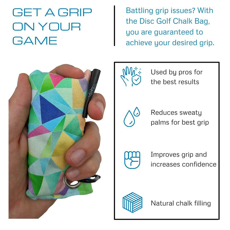 Disc Golf Chalk Bag | Attaches to Any Bag with a Carabiner | Better Than Rosin & Sawdust Bags | Improve Your Grip for Increased Consistency | Disc Golf Accessories for Men | Disc Golf Grip Enhancer Geometry - BeesActive Australia