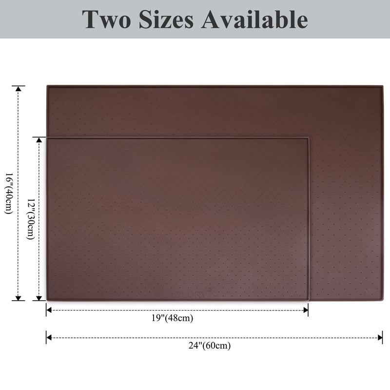 Vivaglory Pet Food Mat 24" L x 16" W or 19" L x 12" W, Waterproof Non-Slip Food Grade Silicone Mat with Raised Edge, Anti-Messy Dog Bowl Mat for Food and Water for Dogs Cats M: 19" x 12" Chocolate - BeesActive Australia