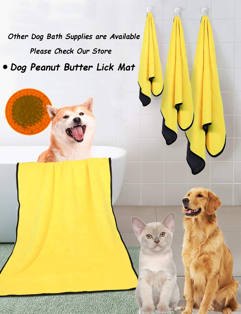Kwispel Dog Bath Towel - Super Absorbent Microfiber Dog Towel for Small Medium Large Dogs and Cats, Yellow & Grey - BeesActive Australia