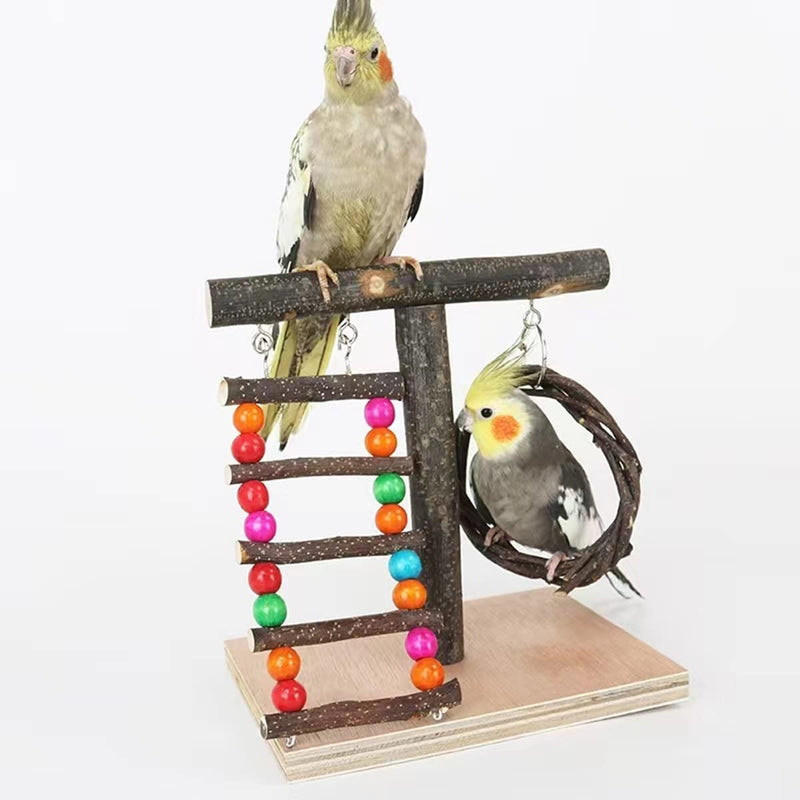 XLpeixin Bird Playground Parrot Playstand Birds Play Stand Wood Exercise Perch Gym Stand Hanging Swing Toys for Small Medium Parakeets Canaries Cockatiels Lovebirds and More… Portable - BeesActive Australia