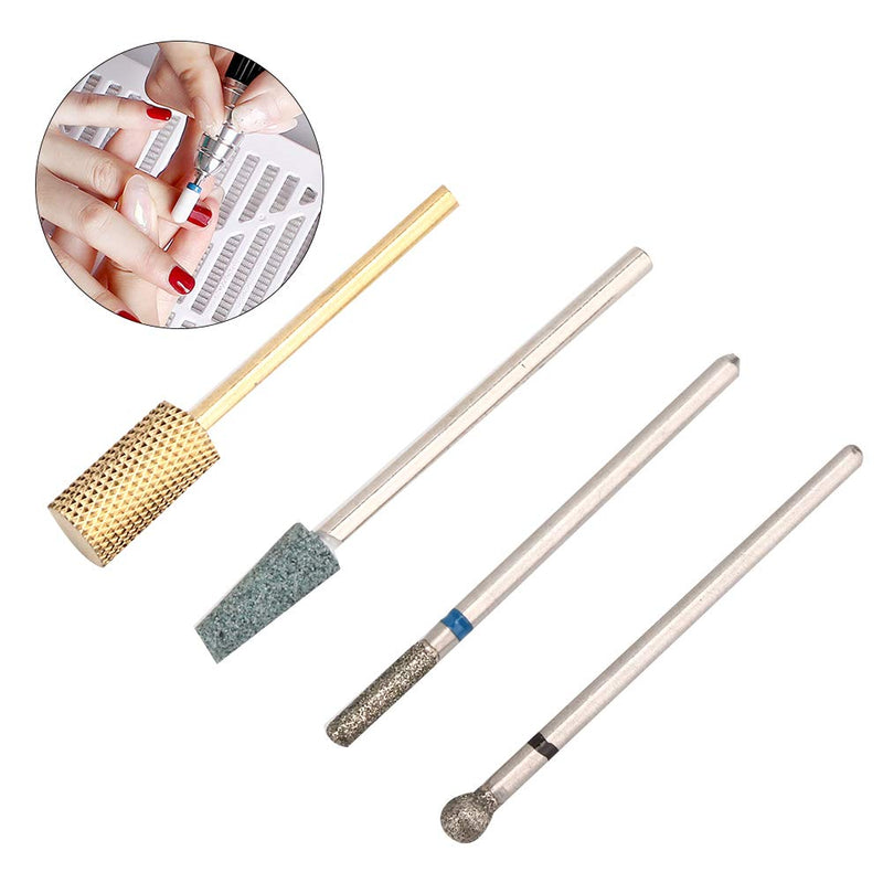 Electric Nail Drill Bits Set, 4Pcs Tungsten Steel Ceramics Nail Drill Bits Set, Manicure Replacement Drill Bit for Removing Cuticle Acrylic Gel Nail Polish (#2) #2 - BeesActive Australia