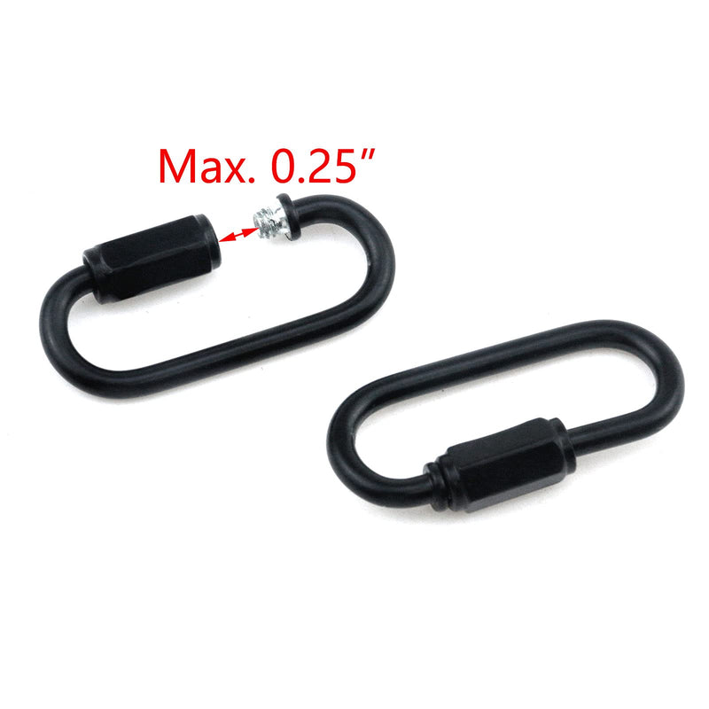 T Tulead Iron Locking Carabiner D-Shape Locking Quick Chain Links Black 41x19mm,Pack of 10 - BeesActive Australia