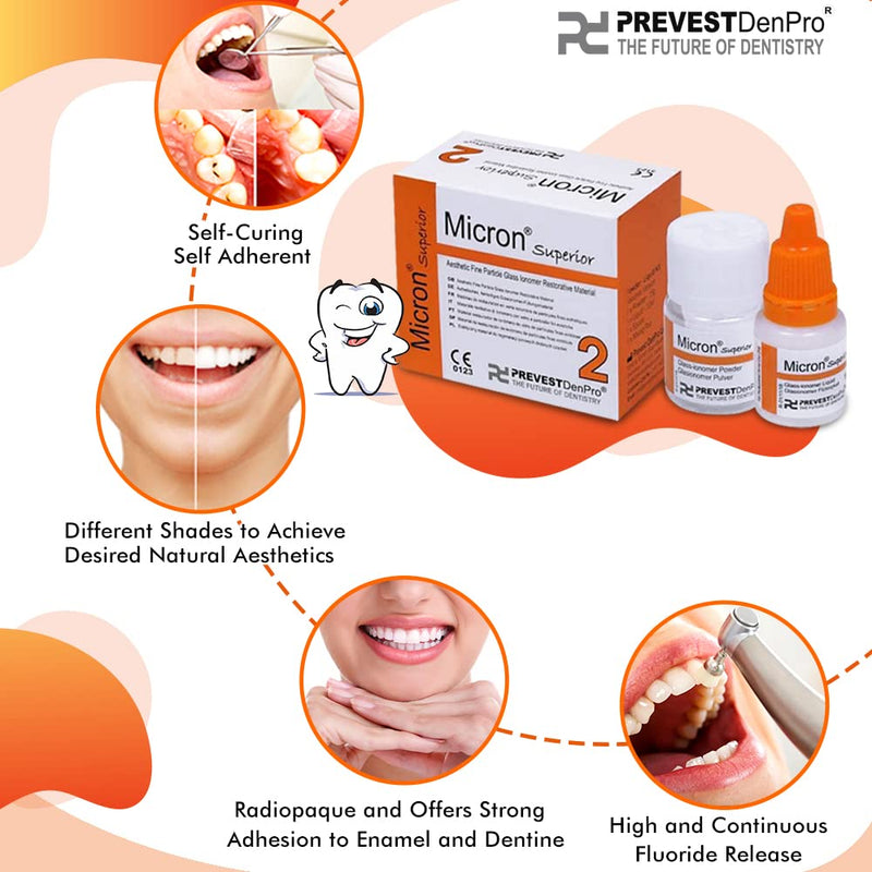 Micron Superior Radiopaque Glass Ionomer Dental Cement A2 Natural Shade for permanent dental restorations - BeesActive Australia