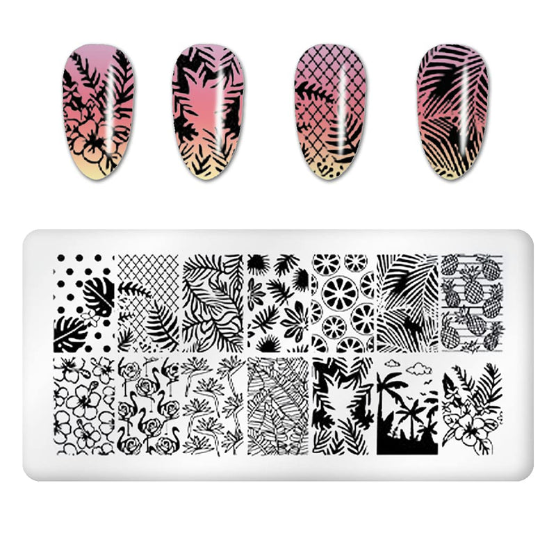 WOKOTO Nail Stamping Plates Set with 5 Pcs Rectangle Flower Butterfly Lace Image Templates Plates for Nails Art Set - BeesActive Australia