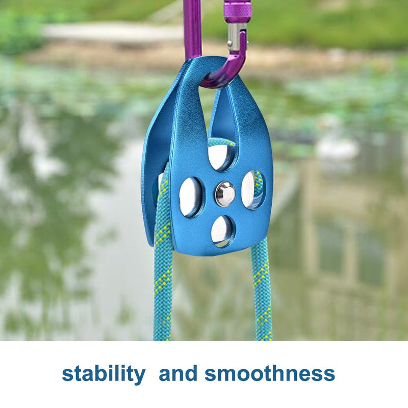 Climbing Single Pulley 28KN Alloy Rescue Pulley with Swing Plate Heavy Duty Single Swivel Rope Pulley Fixed Tree Rock Climbing Blue - BeesActive Australia