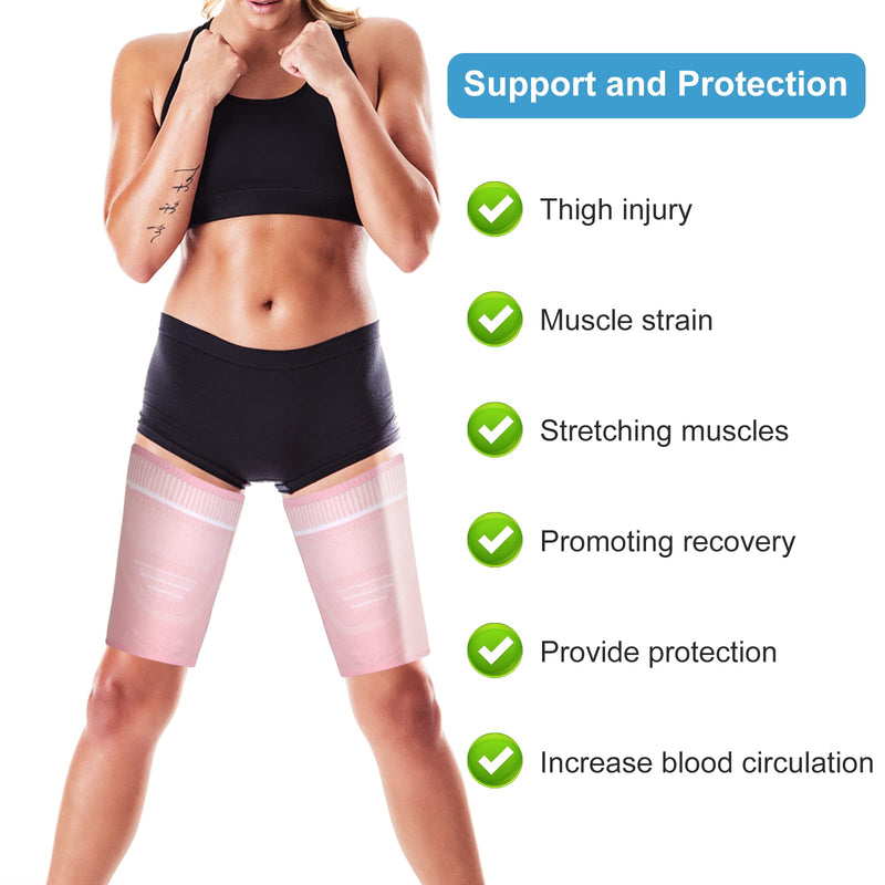 Thigh Support Elasticity for Women and Men Thigh Compression Sleeve 2 Pack Thigh Brace Breathable With Non Slip Silicone For Hamstrings, Muscle Strains, Bruises, Injury Recovery, Sports (Pink, XL) Pink - BeesActive Australia