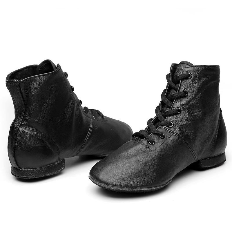 [AUSTRALIA] - MSMAX Women Lace up Jazz Boots Split Sole Black Dance Sneakers 14 