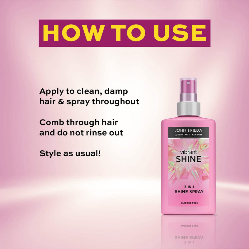 John Frieda Vibrant Shine Weightless Detangling Heat Protection 3-in-1 Spray 150ml, White - BeesActive Australia