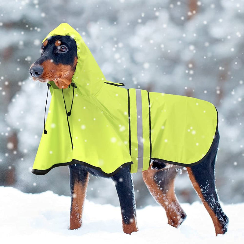Ezierfy Reflective Dog Raincoat - Adjustable Raincoat for Dogs, Lightweight Hooded Dog Raincoats Poncho Slicker, Waterproof Rain Jacket Coat for Small, Medium, Large Dogs Walking Neon Green X-Large - BeesActive Australia