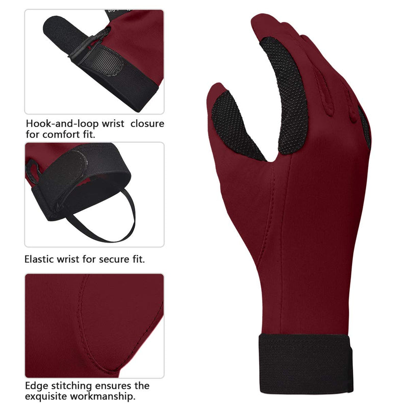 ChinFun Women's Horse Riding Gloves Stretchable Equestrian Gloves Breathable for Outdoor Horseback Cycling Driving wine red X-Large - BeesActive Australia