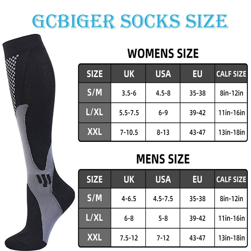 Compression Socks (3 Pairs) for Men Circulation 20-30 mmhg Medical Compression Stockings Women Nursing Black+Blue+White XXL - BeesActive Australia