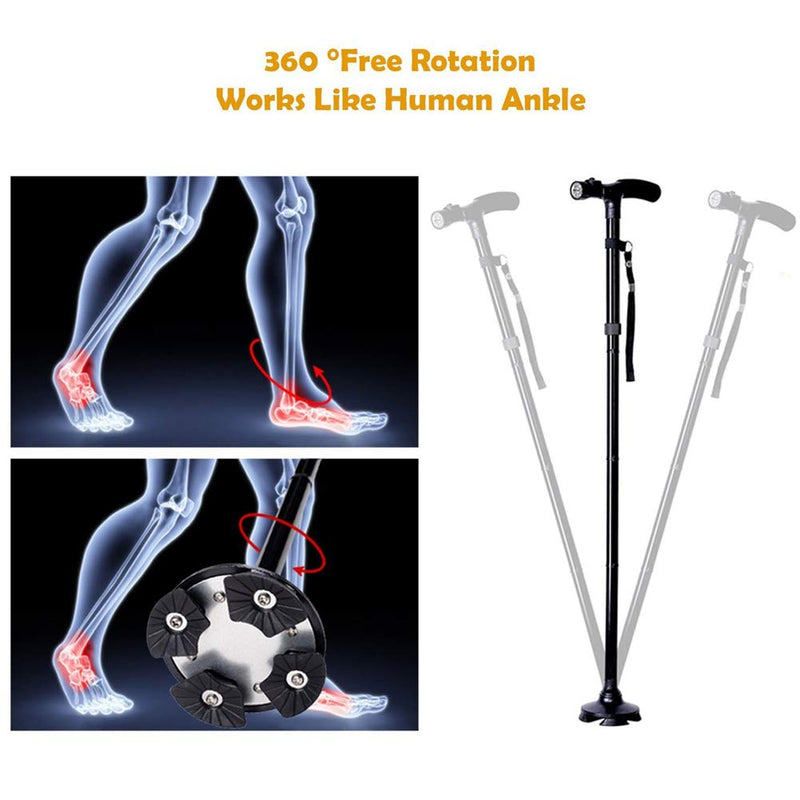 Folding Cane with Led Light, Adjustable Canes and Walking Sticks for Arthritis Disabled and Elderly T-Handle - BeesActive Australia