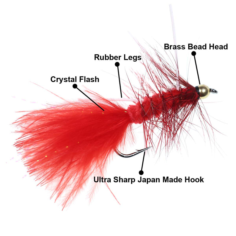 [AUSTRALIA] - Wifreo 30PCS Wooly Bugger Fly Trout Fishing Streamer Assortment with Waterproof Fly Box 