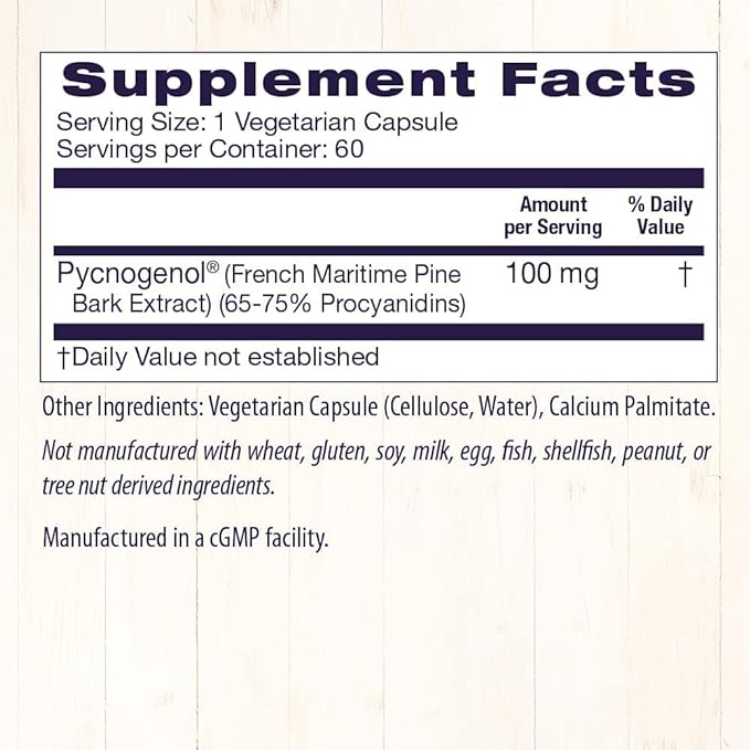 Healthy Origins, Pycnogenol, 100 mg, 60 Vcaps - BeesActive Australia