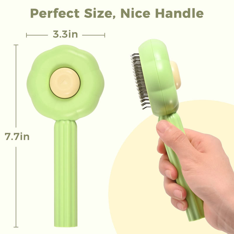 OurMiao Sunflower Cat Dog Brush for Shedding, Dog Hair Brush, Pet Grooming Brush for Short Long Haired Dogs Cats Rabbits (Green) Green - BeesActive Australia
