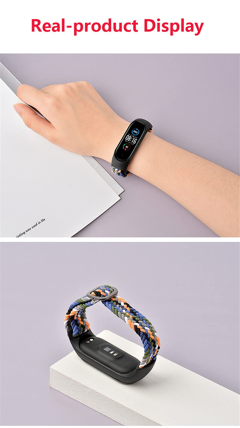 Braided Solo Loop Strap Compatible for Xiaomi Mi Band 6 5 4 3, Adjustable Nylon Elastic Sport Replacement Wristband for Xiaomi Band Mi Band 6, Mi Band 5, Mi Band 4, Mi Band 3 Black - BeesActive Australia