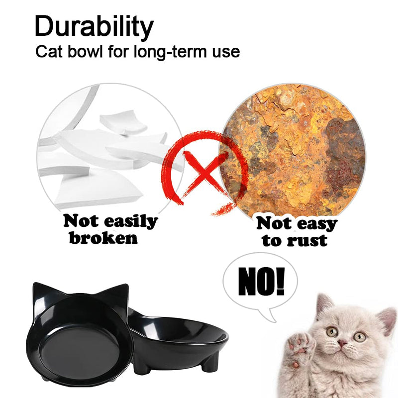 Cat Bowl Non Slip Cat Food Bowls Shallow Cat Water Bowls to Stress Relief of Whisker Fatigue, Pet Food Bowl Cat Feeding Wide Bowls Dog Bowl for Puppy Cats Dogs Small Animals(Safe Food-grade Material) Black+Grey - BeesActive Australia
