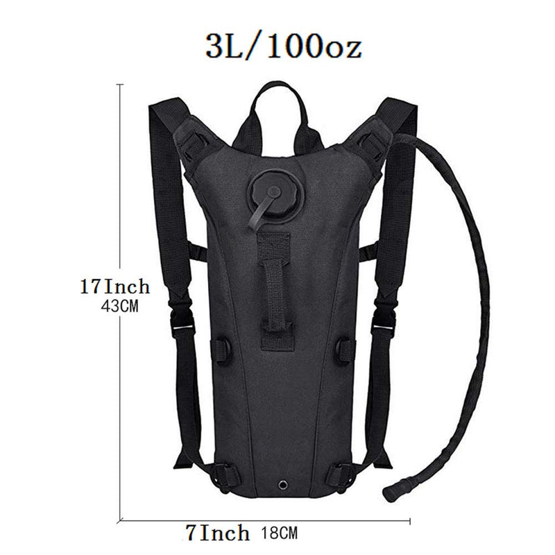 ATBP Military 3L Hydration Pack Reservoir Water Bladder Daypack Camel Backpack Hydration Pack with Water Bladder,Lightweight,BPA Free,for Running Cycling Hiking Black (3L) - BeesActive Australia