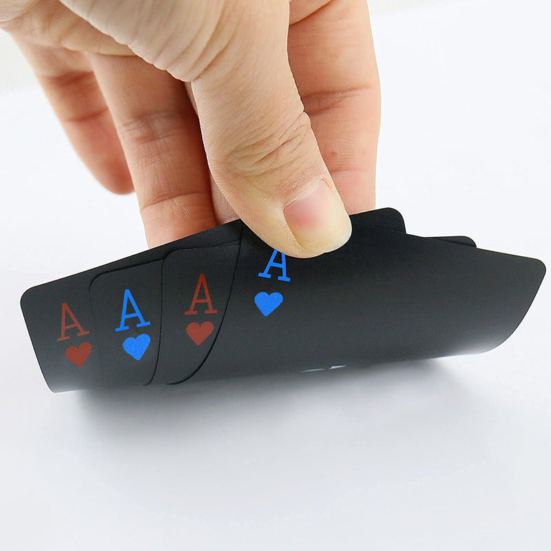 2 Deck of Waterproof Playing Cards with Black PVC Flexible Classic Magic Poker Tricks Tool - BeesActive Australia