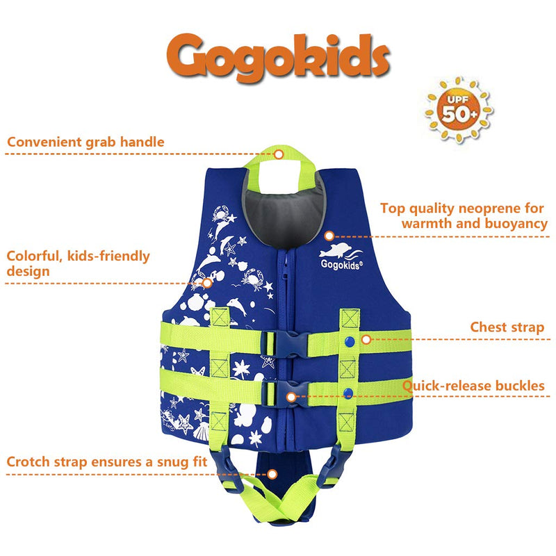 Gogokids Kids Swim Vest Life Jacket - Boys Girls Floation Swimsuit Buoyancy Swimwear Large Blue - BeesActive Australia