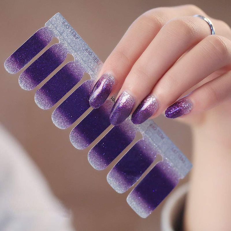 WOKOTO 6Pcs Nail Polish Stickers With 1Pc Nail File Kit Full Nail Tips Nail Self Adhesive Stickers Nail Designs Set - BeesActive Australia