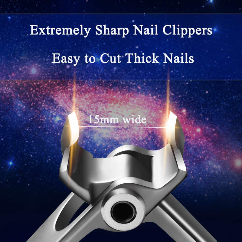 Nail Clippers For Thick Nails - PrettyDiva Wide Jaw Opening Oversized Nail Clippers, Stainless Steel Heavy Duty Toenail Clippers For Thick Nails, Extra Large Toenail Clippers for Men Seniors Elderly Silver - BeesActive Australia