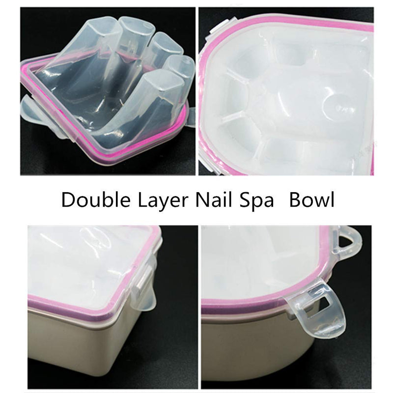 Kuanfine 2 Pcs Nail Soak Off Bowl Nail Art Polish Remove Soaker Tray Manicure Spa Tool(Pink) Pink - BeesActive Australia