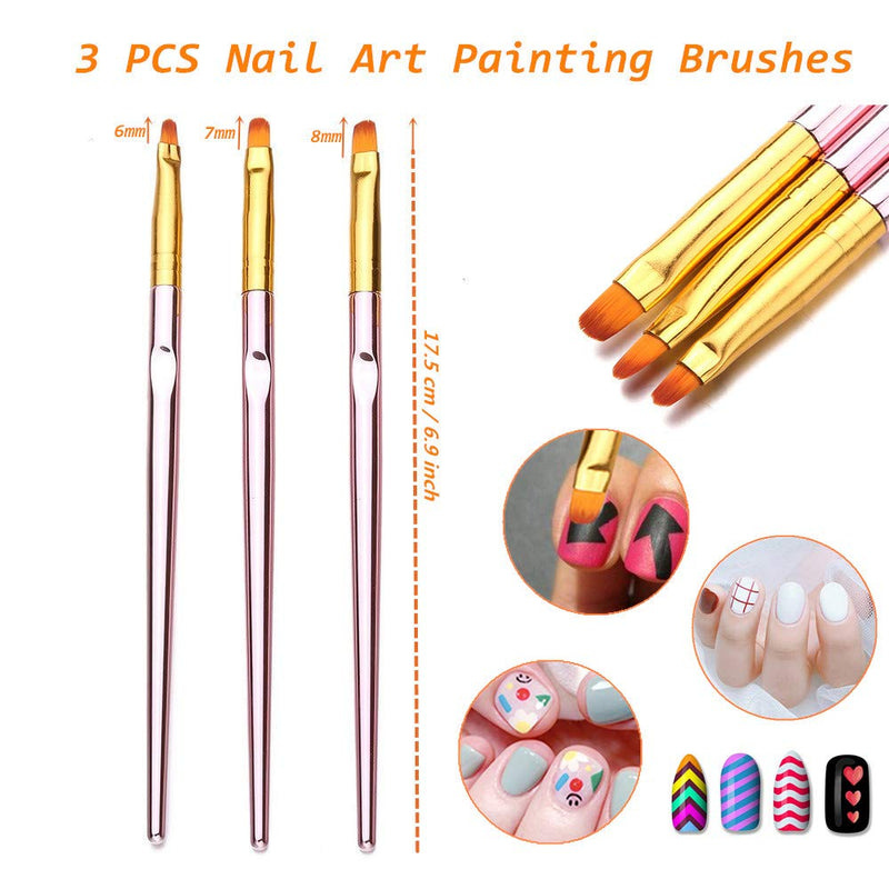 6PCS Nail Art Liner Brushes Set, UV Gel Acrylic Nail Art Drawing Painting Brushes Rose Gold Handle French Stripe Lines Painting Nail Pens - BeesActive Australia