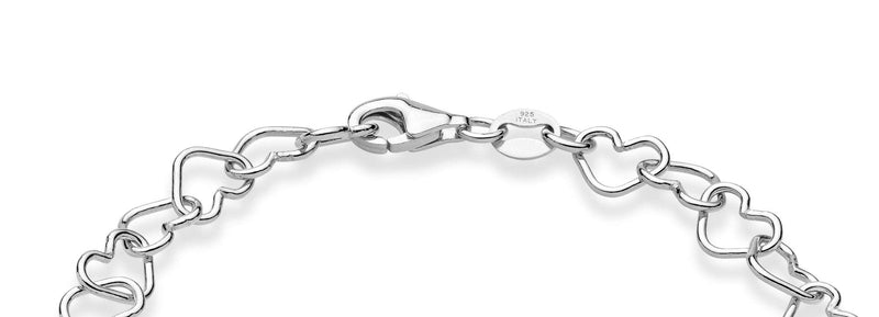 Miabella Sterling Silver Italian 5mm Rolo Heart Link Chain Bracelet for Women Teen Girls, Made in Italy Length 7.5 Inches - BeesActive Australia