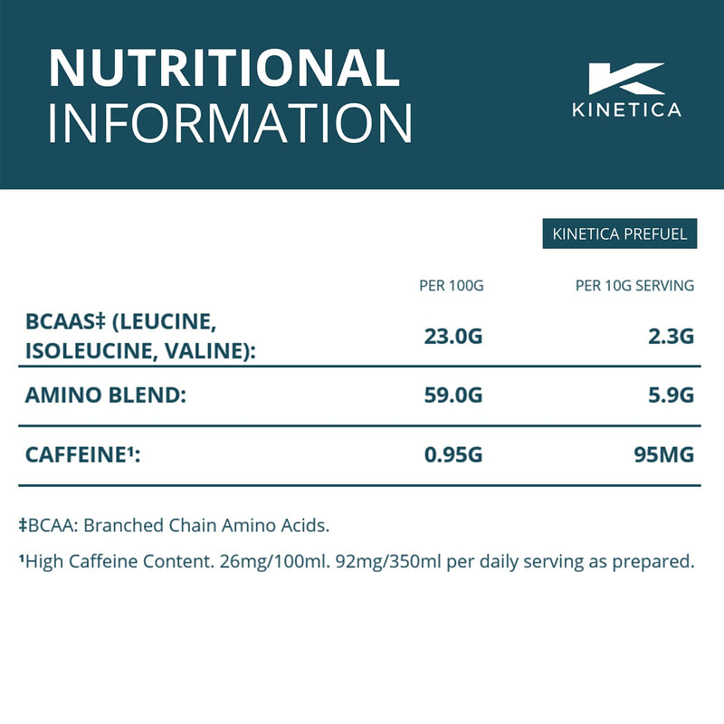 Kinetica PreFuel, Pre Workout, 5.9g Amino Acids & 2.3g BCAA's per Serving, 30 Servings, Watermelon, 300g - BeesActive Australia