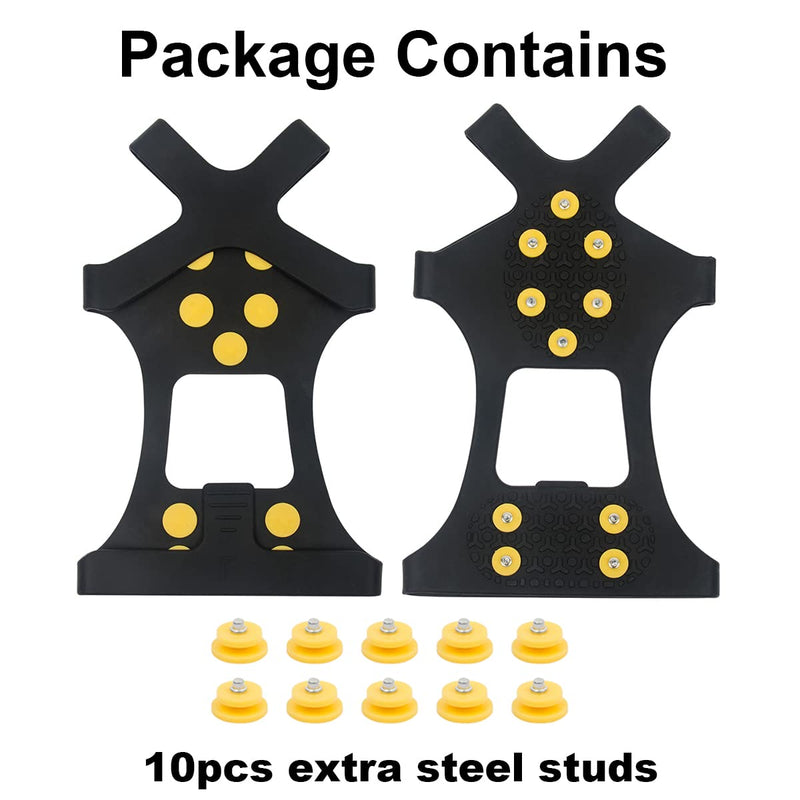 Ice Snow Grips Traction Cleats Anti Slip Ice Cleats Spikes Rubber Crampons with 10 Extra Replacement Steel Studs for Snow Shoes and Boots Ice Walking, Ice Fishing, Hiking Men Women Universal Crampons M(women:5.0-8.5/men:6.0-7.5) - BeesActive Australia