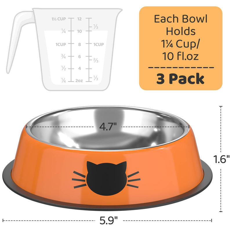 Legendog 3PCS Pet Bowl Stainless Steel Non-Skid Base Dog Bowl Cat Bowl with 2 Food Scoop Multicolor - BeesActive Australia