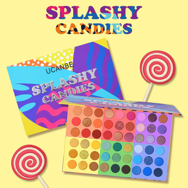 UCANBE Splashy Candies Eyeshadow Palette + 15 PCS Eye Brushes Makeup Set, Professional 54 Color Matte Shimmer Glitter Eye Shadow Pallet Highly Pigmented Waterproof Long Lasting Make up Pallete - BeesActive Australia