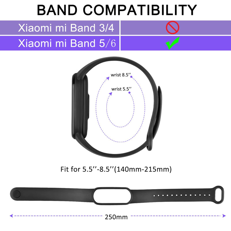 Wanme 8 PACK Bands for Xiaomi Mi Band 5 Strap & Xiaomi Mi Band 6 Straps & Amazfit Band 5 Strap, Soft Silicone Sport Replacement Wristband Accessories for Xiaomi Mi Band 5/6 / Amazfit Band 5 (8 Pack A) 8 Pack A - BeesActive Australia